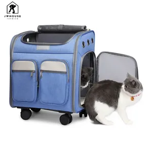 Carrier For Cat Small Dog Stroller Backpack Pet Transport Bag Trolley Cage Animal Transporter Travel House Suitcase With Window