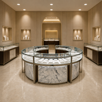 Vitrine d'îlot semi-circulaire moderne pour bijoux, comptoir modulaire en verre incurvé, présentoir de diamants et d'argent pour magasin de détail