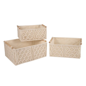 <span class=keywords><strong>Panier</strong></span> de rangement en macramé tissé à la main, <span class=keywords><strong>panier</strong></span> décoratif avec poignées en <span class=keywords><strong>bois</strong></span> pour salle de bain, salon - Product Image 5