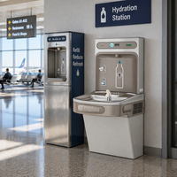 Fontaine à eau murale en acier inoxydable 304 avec filtre, station de distribution d'eau gazeuse et réfrigérée pour aéroports et écoles