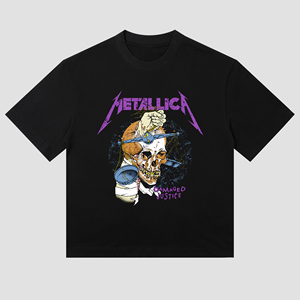ヴィンテージ ロックバンド メンズ 半袖Tシャツ 300GSM ヘビーウェイト コットン クルーネック オーバーサイズ グラフィックプリント ハイストリート - Product Image 5