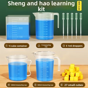 Herramientas de Demostración de Matemáticas para Cuarto Grado, Taza Medidora de Plástico en Forma de Cubo de 1 Litro con Bordes de 1 Decímetro - Product Image 5