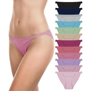 FOXA Bragas de bikini de tiras para mujer, 100% algodón, cintura baja, ropa interior sin costuras, paquete multicolor - Product Image 1