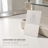 Cartes de test parfumées personnalisées avec logo et zone vierge pour échantillonnage de parfums en magasin, faible MOQ, cartes de diffusion de parfum