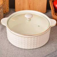 Pot à soupe en céramique de conception européenne Zunck avec couvercle en verre - Résistant au four, compatible gaz et induction, luxueux, de haute qualité, pour un usage domestique, grande capacité