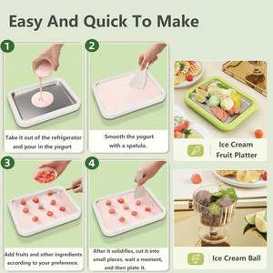 Kit de fabrication de glace roulée instantanée à faire soi-même en acier inoxydable 304, avec <span class=keywords><strong>2</strong></span> spatules pour les slushies, le yaourt glacé - Product Image 3