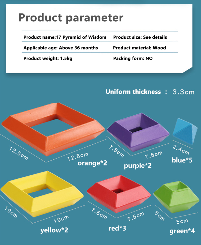 New Design Pyramid Building Blocks Creative Tower Cube Children Educational Toy For Kids