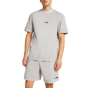 Ventes en gros de tenues 100% coton, épaisses et lourdes, 210 g/m², <span class=keywords><strong>cargo</strong></span>, t-shirt personnalisé <span class=keywords><strong>avec</strong></span> short pour hommes - Product Image 1