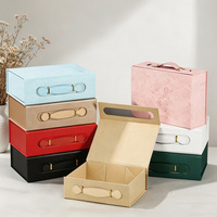 Boîte cadeau pliable en une seule pièce avec poignée en cuir PU de qualité supérieure et fermeture magnétique, en carton rigide, vide, pour mariage et fête - Vente en gros