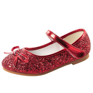 Chaussures de princesse pour filles, chaussures de danse à nœud papillon pour enfants, chaussures en cuir à paillettes, sandales d'été pour filles, CSH1203, printemps-automne - Product Image 1