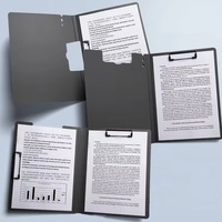 Porte-documents pliable en métal inoxydable avec logo personnalisé, en plastique PP rose et noir, pour le bureau et l'école