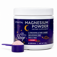Poudre de glycinate de magnésium pour le sommeil, L-Théanine, Tar Cherry pour un sommeil réparateur, soulagement du stress, complément alimentaire OEM