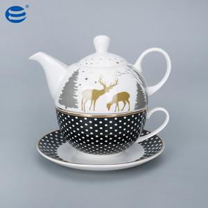 Théière vintage personnalisable de haute qualité, service à thé en porcelaine, service avec soucoupes, tasses à thé - Product Image 1