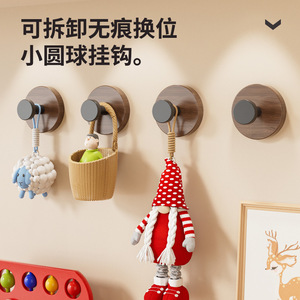Wood Grain Suction Cup <b>Hooks</b> Wall Mounted Punch Free Clothes Organizer For Bathroom <b>Kitchen</b> Entrance Cabinet Door - Product Image 3