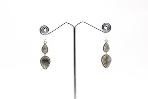 Boucles d'oreilles pendantes en labradorite taille poire, pierre précieuse naturelle, faites à la main, en argent sterling 925, style vintage, pour mariage, fête, bijoux pour femmes, vente en gros - Product Image 5