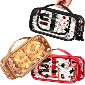 2025 <span class=keywords><strong>Apple</strong></span> Cat Double couche Transparent porte-crayon étanche Junior lycée papeterie étui pour garçons filles haute couleur - Product Image 1