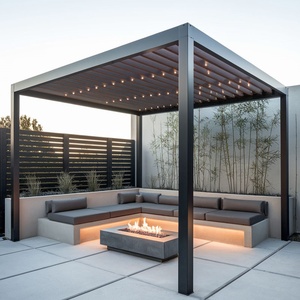 Pérgola de Jardín Exterior de Aleación de Aluminio de Lujo y Económica, con Marco con Recubrimiento en Polvo, Resistente al Agua y a los Rayos UV, para Balcón y Terraza - Product Image 6