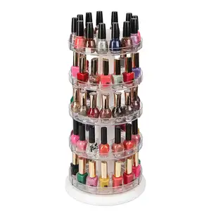 5 Tier Acrylic Rotating Nail Polish Display Stand Spinning Rack Holds 115 - 195 Bottles Makeup Storage Holder Organizer
