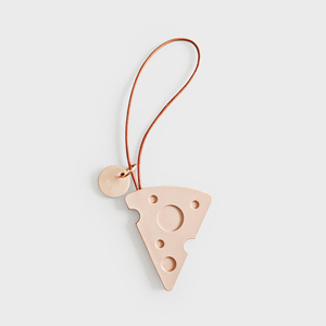 QY Handmade Genuine Leather Cheese Keychain Cute <b>Bag</b> Charm Car <b>Key</b> <b>Ring</b> Pendant Gift Accessories for Women - Product Image 1