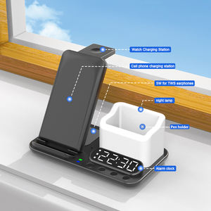 Station de charge sans fil 3 en 1 avec réveil, charge rapide 15W, OEM ODM, pour iPhone 13, Watch, <span class=keywords><strong>chargeur</strong></span> magique - Product Image 2