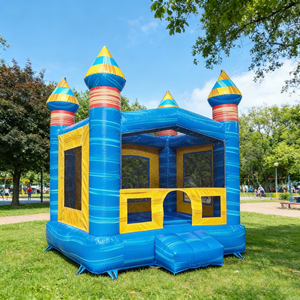 Château gonflable commercial en PVC bleu de haute qualité pour enfants, idéal pour les fêtes en extérieur et l'usage domestique - Product Image 1