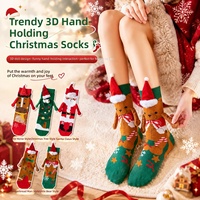Chaussettes de Noël fantaisie 3D Père Noël magnétique qui se tient par la main – Nouveauté, cadeau drôle et original pour femme