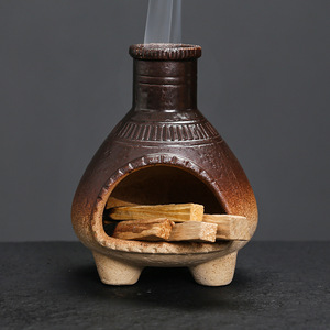 Quemador de Aromaterapia de Cerámica, Mini Chimenea para el Hogar, Duradero para la Quema de Incienso de Salvia y Madera Sagrada con Llama Abierta - Product Image 2