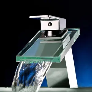 Robinet de lavabo robinets d'évier de salle de bain robinets d'eau de luxe mitigeurs en laiton modernes robinets d'évier de salle de bain robinet cascade en verre