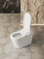 Toilet Pintar Satu Bagian yang Ramping dengan Kursi Berpemanas & Pembilas Otomatis, Toilet Bidet Cerdas Modern dengan Lampu LED Ambient