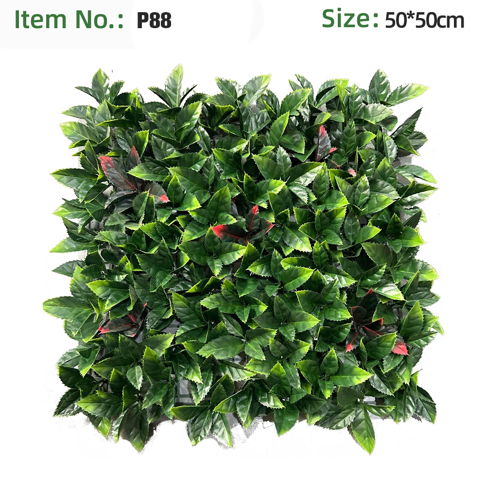 Red Edge Large Serrated Leaf Grass Wall Panel