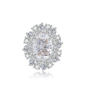 Wholesale Fashion Jewelry Copper 10*14mm Oval Cut Colorful Cubic Zirconia Vintage Floral <b>Adjustable</b> <b>Rings</b> Fro Women - Product Image 6