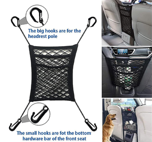 Großhandel 3-lagiges Auto Sicherheits netz Hund Isolation Rücksitz Organizer Haken Fracht netz Aufbewahrung tasche Custom Cutting Processing Service - Product Image 2