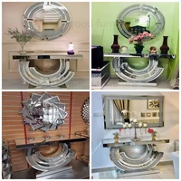 Usine en gros Sparkle Crystal Mirrored Console Table Set avec miroir-Mobilier de maison de luxe moderne, 1 ensemble