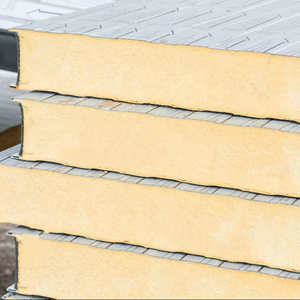 Panneau en mousse <span class=keywords><strong>de</strong></span> polyuréthane renforcé résistant au feu, classe B1, avec composite <span class=keywords><strong>de</strong></span> <span class=keywords><strong>laine</strong></span> minérale pour la sécurité des bâtiments - Product Image 1