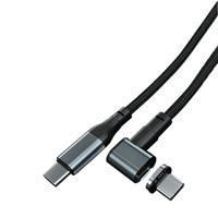 Kabel Data Magnetik Multifungsi Pengisian Cepat 100W Adaptor Magnetik Tipe-C Konverter Sudut Kanan Kompatibilitas Transfer Data