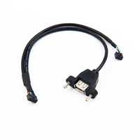 Cable de Extensión USB Personalizado de Tipo A Hembra a Terminal de 2.0 mm para Montaje en Panel con Tornillos