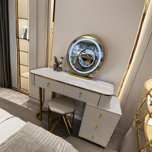 Coiffeuse Moderne, Compacte et Intelligente avec Miroir Lumineux LED et Cabinet de Recharge pour <span class=keywords><strong>Chambre</strong></span> ou Salon, Table de Maquillage en <span class=keywords><strong>Bois</strong></span> - Product Image 2