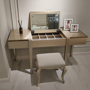 Tavolo da Trucco e Toeletta in Legno Massello <span class=keywords><strong>Stile</strong></span> Americano Yicheng Beauty <span class=keywords><strong>con</strong></span> Specchio, Lussuoso Mobile da Toeletta in Vendita - Product Image 3