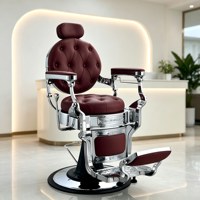 Chaise de barbier de luxe marron pour salon de coiffure, équipement de salon, chaise de coupe inclinable à hauteur réglable