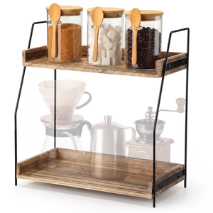 2 Tier Wooden <b>Rack</b> for Kitchen Kitchen Wooden <b>Rack</b> for Spice <b>Rack</b> <b>Wire</b> E Vanity Organizer Wooden Bathroom Shelf Organizer - Product Image 1