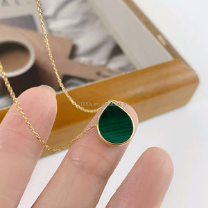 Nuevas llegadas 14K oro sólido DIY joyería fina con ágata malaquita MOP turquesa piedra preciosa colgante collar para mujer chica regalo - Product Image 6