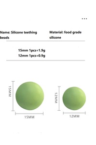 15mm Macaron couleur Silicone perles rondes trou droit perles bébé mâcher à la main bricolage perles sucette chaîne accessoires - Product Image 4