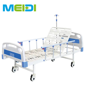 Cama de <span class=keywords><strong>hospital</strong></span> de acero inoxidable barata manual con manivela con cabecera de ABS para camas médicas de pacientes hospitalarios - Product Image 1