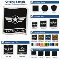 Écusson brodé personnalisé en gros, logo, badge, emblème carré en tissu, applique à point standard pour accessoires vestimentaires