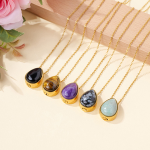 Bán Buôn Tự Nhiên Chữa Bệnh Tinh Thể Thép Không Gỉ Vòng Cổ Pha Lê Nước Drop Shipping Tro Dầu Container Kỷ Niệm Mặt Dây Chuyền Thủ Công Mỹ Nghệ - Product Image 3