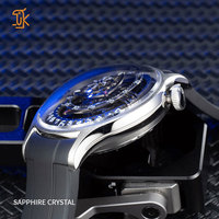 Montre automatique à mouvement mécanique rétrograde, logo OEM personnalisé, verre saphir bombé, cadran en fibre de carbone, montre-bracelet pour homme