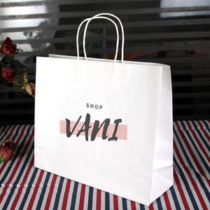 ถุงกระดาษรีไซเคิลสีดำขาวสำหรับใส่อาหารแบบนำกลับบ้าน เป็นมิตรกับสิ่งแวดล้อม ถุงกระดาษคราฟท์สีน้ำตาลพร้อมโลโก้ของคุณเองสำหรับใส่ของขวัญหรือสินค้า - Product Image 1