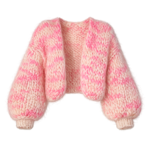 Suéter Cárdigan de Punto de Moda Invernal para <span class=keywords><strong>Mujer</strong></span>, Estilo Urbano, Color Rosa a Rayas, Mangas Largas Tipo Linterna, Holgado - Product Image 2