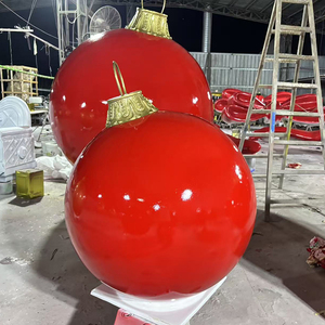 Boule de Noël géante en fibre de verre de 200 cm, ornement extérieur résistant aux intempéries, grande sphère décorative pour centres commerciaux et aménagements paysagers - Product Image 2