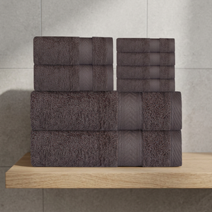 Ensemble de serviettes de bain en coton tissé doux et moelleux, brun foncé, rectangulaires, pour la maison, nouveau-né, avec bordure décorative - Product Image 1